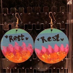 Hand painted wooden earrings